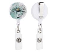 Porta badge retrattile con clip e portachiavi carino porta badge decorativo infermieristico per lavoratori d'ufficio medico verde menta acquerello margherita