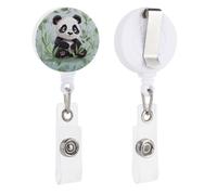 Porta badge retrattile con clip e portachiavi carino porta badge decorativo infermieristico per lavoratori d'ufficio, dottore, panda