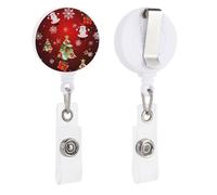Porta badge retrattile con clip e portachiavi carino porta badge decorativo infermieristico per lavoratori d'ufficio medico Buon Natale