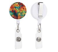Porta badge retrattile con clip e portachiavi carino porta badge decorativo infermieristico porta badge per lavoratori d'ufficio medico Pixel Art Pattern