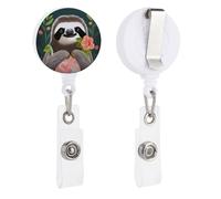 Porta badge retrattile con clip e portachiavi carino porta badge decorativo infermieristico porta badge per lavoratori d'ufficio dottore bradipo carino