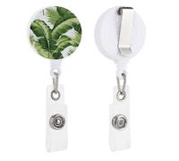 Porta badge retrattile con clip e portachiavi carino porta badge decorativo infermieristico porta badge per lavoratori d'ufficio medico carino foglie di palma verde