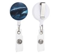 Porta badge retrattile con clip e portachiavi carino porta badge decorativo infermieristico porta badge per lavoratori d'ufficio, medici, balene che viaggiano nello spazio