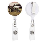 Porta badge retrattile con clip e portachiavi carino porta badge decorativo infermieristico porta badge per lavoratori d'ufficio, dottore, vecchio trattore, fattoria fotografica