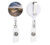 Porta badge retrattile con clip e portachiavi, grazioso porta badge decorativo per infermieri, per impiegati, dottori, dune sulla spiaggia