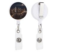 Porta badge retrattile con clip e portachiavi, grazioso porta badge decorativo per infermieri, per impiegati, dottori, città, Seattle