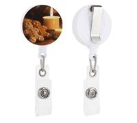 Porta badge retrattile con clip e portachiavi, grazioso porta badge decorativo per infermieri, per lavoratori d'ufficio, dottori, candele e omini di pan di zenzero
