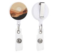 Porta badge retrattile con clip e portachiavi, grazioso porta badge decorativo per infermieri, per lavoratori d'ufficio, dottori, cervi e colline