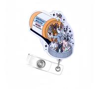 Porta badge retrattile con clip in metallo per infermiera dottore paillettes cartone animato badge acrilico per la gestione delle carte badge per il posto di lavoro