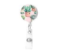 Porta badge retrattile con clip per nome, grazioso porta badge con piante grasse, grazioso porta carte d'identità, clip per donne e uomini