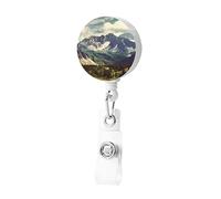 Porta badge retrattile con clip per nome, porta badge con paesaggio, carino porta carte d'identità, clip per donne e uomini