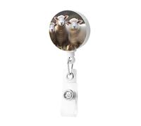 Porta badge retrattile con clip per nome, porta badge con pecore e agnelli, carino porta carte d'identità, clip per donne e uomini