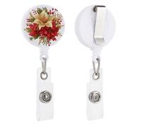 Porta badge retrattile, con clip per tesserino identificativo, motivo floreale, per dottori, infermieri, studenti, impiegati