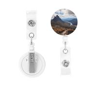 Porta badge retrattile con clip, portachiavi resistente, con bobina Cradle Mountain Summit, in plastica con clip da cintura per chiavi