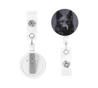 Porta badge retrattile con clip, portachiavi resistente, con bobina in plastica Blackan Shepherd, porta badge con clip da cintura per chiave