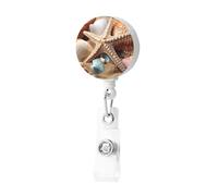Porta badge retrattile con conchiglie a forma di stella marina, con clip, porta badge, carino, porta carte d'identità, targhette, clip per donne e uomini