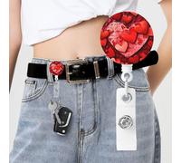 Porta badge retrattile con cuori rossi con stampa di amore, porta badge per infermiera, clip per badge per carta d'identità, per uomini e donne