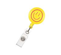 Porta badge retrattile con faccia sorridente con clip da cintura in metallo ABS portachiavi accessorio per forniture per ufficio clip