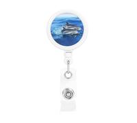 Porta badge retrattile con famiglia di delfini, resistente, retrattile, con clip per cintura, clip per badge identificativo, portachiavi, porta carte d'identità, per infermiere, insegnanti, forniture