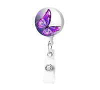 Porta badge retrattile con farfalla ad acquerello viola con clip porta badge carino porta carte d'identità porta badge clip per donne uomini