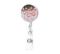 Porta badge retrattile con fenicotteri con clip, porta badge, carino, porta carte d'identità, per donne e uomini