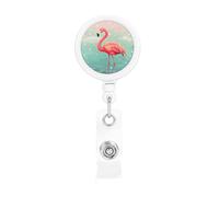Porta badge retrattile con fenicotteri, resistente, con clip per cintura, cordini retrattili, porta carte d'identità, portachiavi, clip per badge per ufficio, infermiere, dipendenti