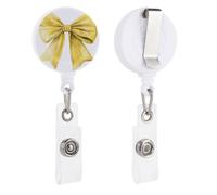 Porta badge retrattile con fiocco ad acquerello nel colore giallo burro, con clip per carta d'identità, per dottori, infermieri, studenti, impiegati