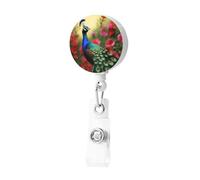 Porta badge retrattile con fiori di pavone con clip porta badge carino porta carte d'identità porta badge clip per donne uomini