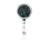Porta badge retrattile con foglie nere, con portachiavi, clip per badge, divertenti bobine per badge d'identità, in metallo resistente, per infermieri, ufficio, insegnante