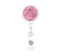 Porta badge retrattile con foglie rosa mimetiche con clip a coccodrillo, portachiavi, clip per badge, leggero, retrattile, porta badge divertente per infermieri, insegnanti, impiegati