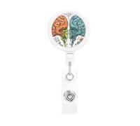 Porta badge retrattile con funzione cerebrale sinistra e destra, clip divertenti per infermiere, insegnanti, forniture per ufficio, porta biglietti in plastica leggera con clip per cintura