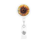 Porta badge retrattile con girasole astratto multicolore, clip divertenti per infermiere, insegnanti, forniture per ufficio, in plastica leggera, con clip per cintura
