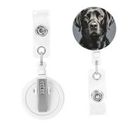 Porta badge retrattile con labrador nero, porta badge con clip a coccodrillo, per donne e uomini, da appendere, per ufficio, dottore, lavoratore