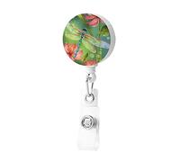 Porta badge retrattile con libellule e fiori con clip porta badge carino porta carte d'identità porta badge clip per donne uomini