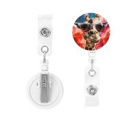 Porta badge retrattile con moschettone resistente con clip giraffa che indossa occhiali da sole, porta badge identificativo, porta carte d'identità, portachiavi, bobine per badge per infermiere
