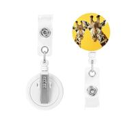 Porta badge retrattile con moschettone resistente con clip giraffa su sfondo giallo, porta badge identificativo, porta carte d'identità, portachiavi, bobine per badge, infermiere, medico, impiegato