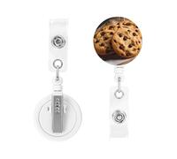 Porta badge retrattile con moschettone resistente con clip per biscotti con gocce di cioccolato, porta badge identificativo, porta carte d'identità, portachiavi, bobine per badge per infermiere