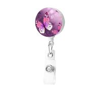 Porta badge retrattile con motivo a farfalla, con clip, porta badge, carino porta carte d'identità, clip per donne e uomini