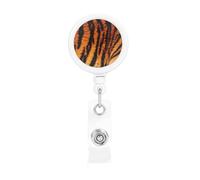 Porta badge retrattile con motivo a righe tigre con clip a coccodrillo portachiavi, clip per badge, leggero, retrattile, porta badge divertente per infermieri, insegnanti, impiegati
