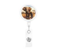 Porta badge retrattile con motivo famiglia di elefanti, clip divertenti per infermiere, insegnanti, forniture per ufficio, in plastica leggera, con clip per cintura