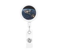 Porta badge retrattile con motivo Terra dallo spazio esterno, clip divertenti per infermiere, insegnanti, forniture per ufficio, in plastica leggera, con clip per cintura