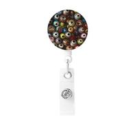 Porta badge retrattile con palline per occhi, resistente, con clip per nome, badge, per impiegati, medici, infermieri, badge, con clip per cintura portachiavi