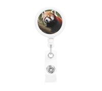 Porta badge retrattile con panda rosso su ramo di albero, con clip a coccodrillo, portachiavi, clip per badge, leggero, retrattile, porta badge divertente per infermieri, insegnanti, impiegati