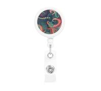 Porta badge retrattile con polpo astratto, resistente, con clip per cintura, cordini retrattili, porta carte d'identità con portachiavi, clip per badge per ufficio, infermiera, dipendente