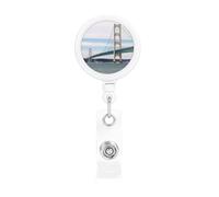 Porta badge retrattile con portachiavi per infermiera, leggero, resistente, con clip per badge Mackinac, ponte sospeso, porta carte d'identità, portachiavi per impiegati, insegnanti, regali