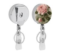 Porta badge retrattile con rosa vintage con robusta clip a coccodrillo, porta badge infermieristico, portachiavi per lavoratori d'ufficio, insegnanti, donne, regali