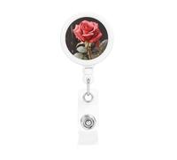 Porta badge retrattile con rose rosse e amore, resistente, con clip per cintura, cordini retrattili, porta carte d'identità con portachiavi, clip per badge per ufficio, infermiere, dipendenti