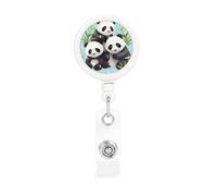 Porta badge retrattile con simpatico panda, resistente, con clip per nome, badge, per impiegati, dottori, infermieri, con clip per cintura, portachiavi