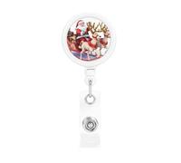 Porta badge retrattile con slitta di Babbo Natale con clip a coccodrillo, portachiavi, clip per badge, leggero, retrattile, porta badge divertente per infermieri, insegnanti, impiegati