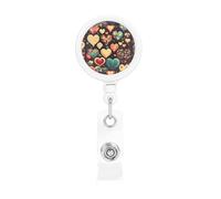 Porta badge retrattile con stampa a forma di cuore, con bobina per identificazione e clip girevole a 360°